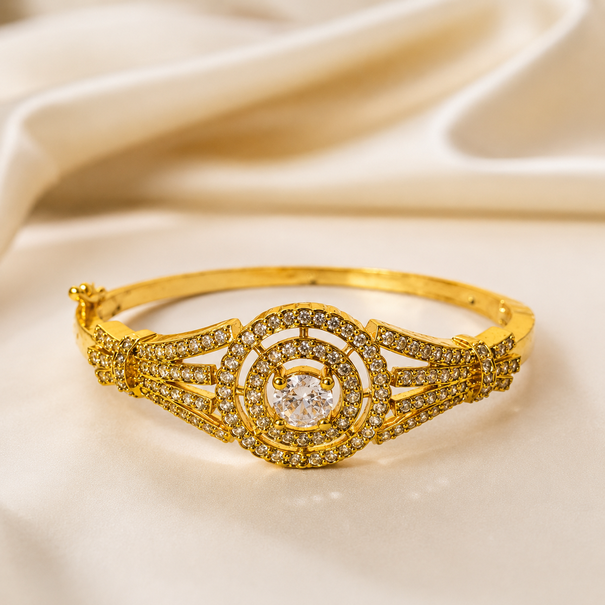 Premium 24KT Gold Plated AD Halo Crystal Bracelet