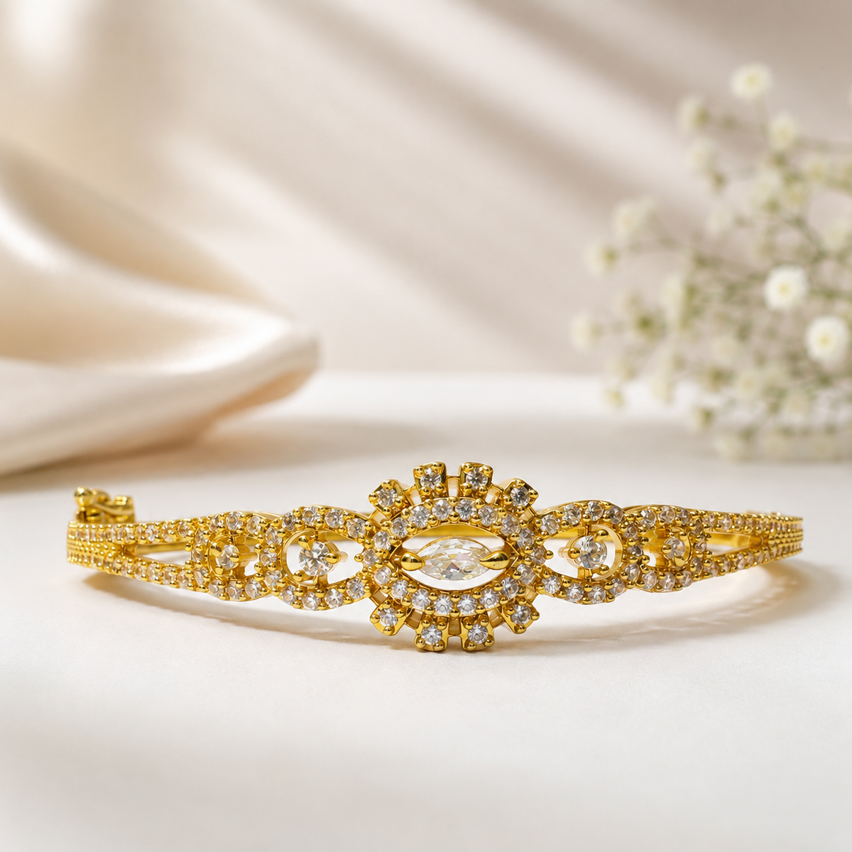 Premium 24KT Gold Plated AD Sunburst Bracelet