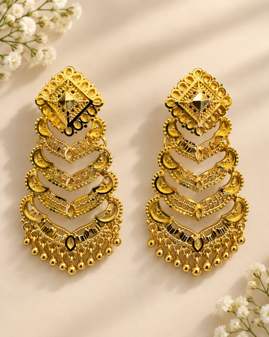Premium 24KT Gold Plated Rajsi Layered Earrings