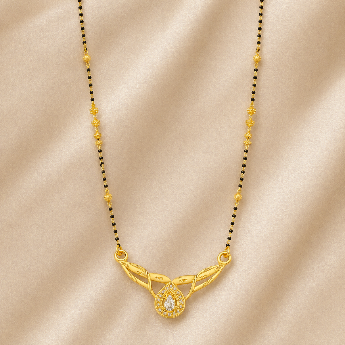 Premium 24KT Gold Plated Teardrop Solitaire Mangalsutra
