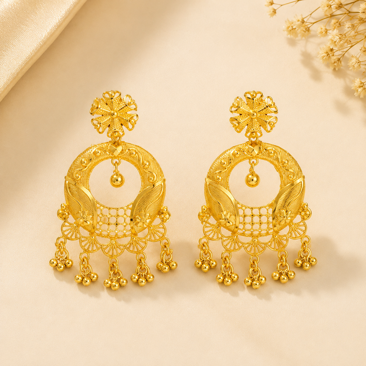 Premium 24KT Gold Plated Traditional Chandbali Earrings