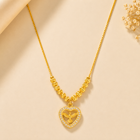 Premium 24KT Gold Plated AD Heart Pendant Chain