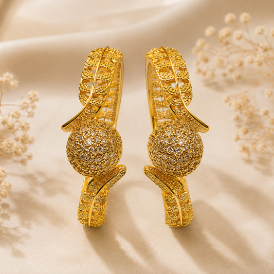 Premium 24KT Gold Plated AD Sphere Bangles