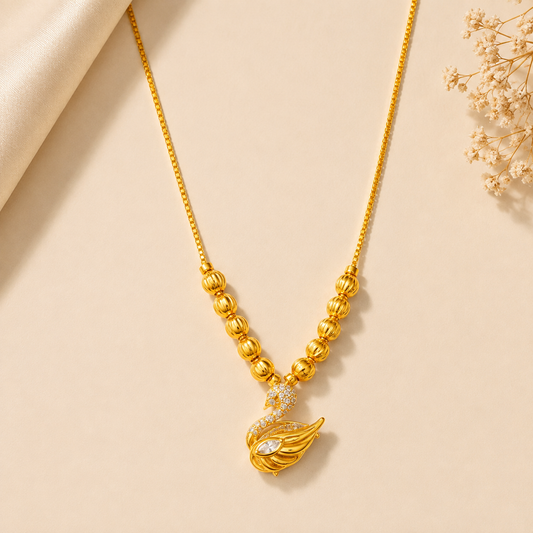 Premium 24KT Gold Plated AD Swan Pendant Chain