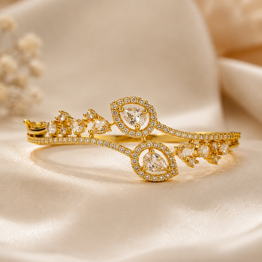 Premium 24KT Gold Plated AD Twin Crystal Bracelet