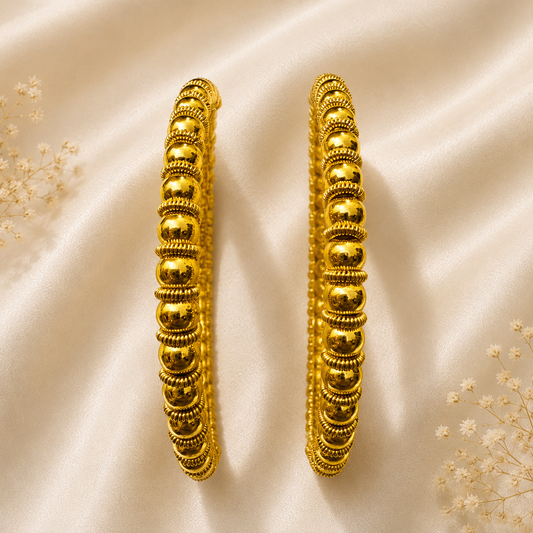 Premium 24KT Gold Plated Classic Beaded Bangles