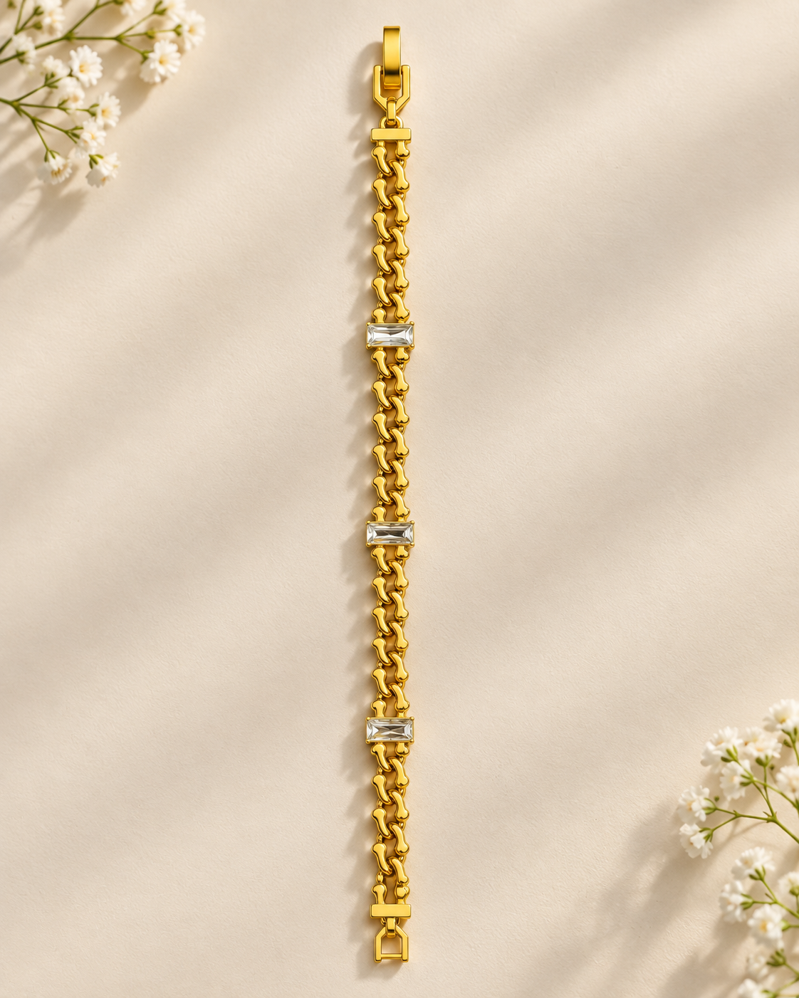 Premium 24KT Gold Plated Crystal Accent Bracelet