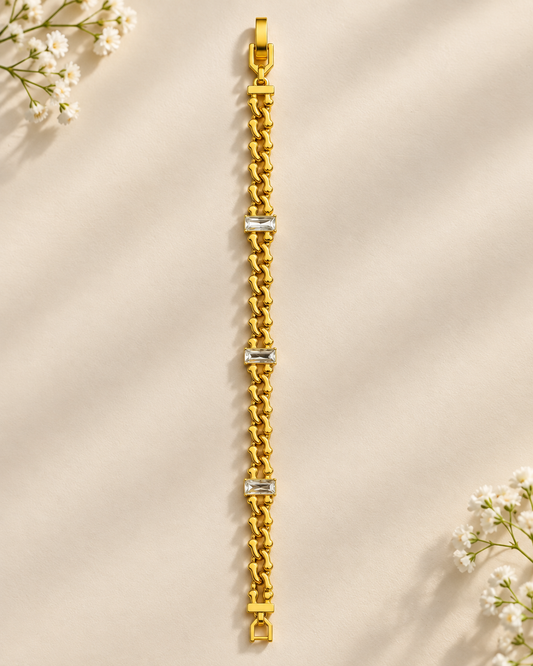 Premium 24KT Gold Plated Crystal Accent Bracelet