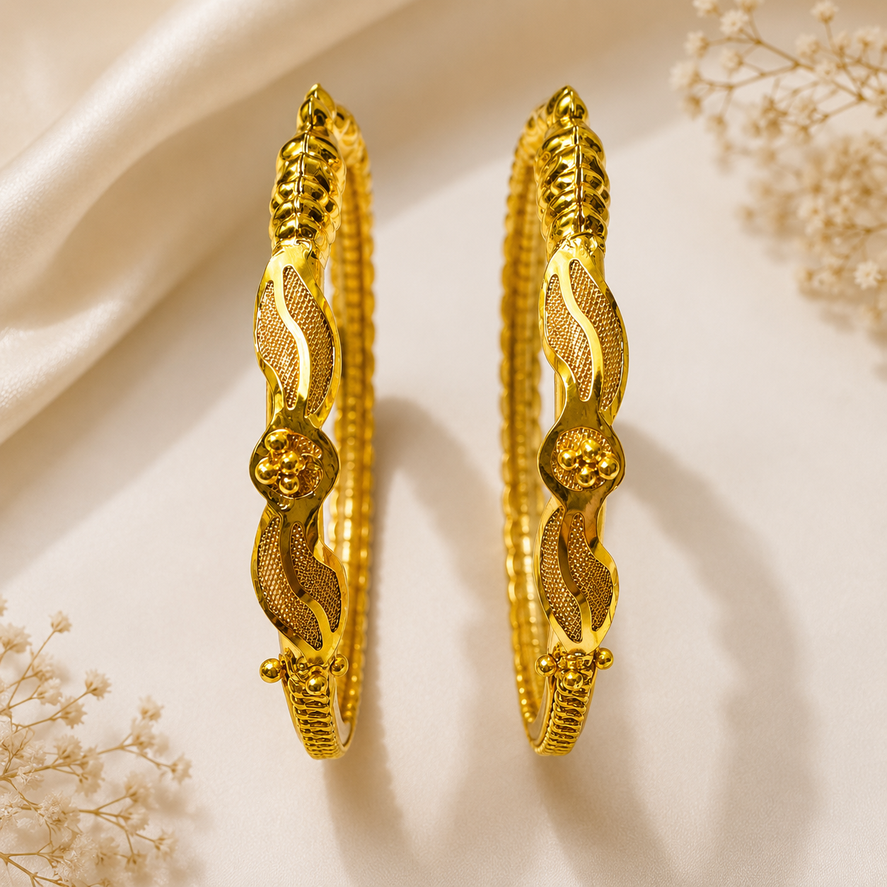 Premium 24KT Gold Plated Floral Vine Bangles