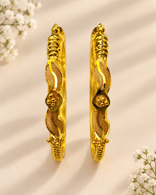 Premium 24KT Gold Plated Floral Vine Bangles