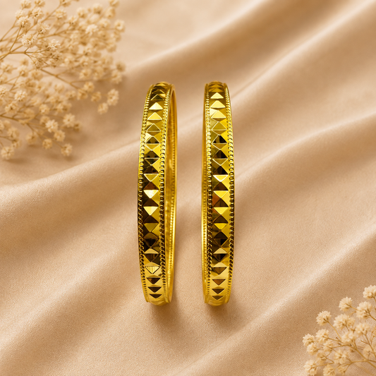Premium 24KT Gold Plated Geometric Diamond Bangles