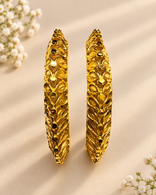 Premium 24KT Gold Plated Gulnaar Floral Bangles