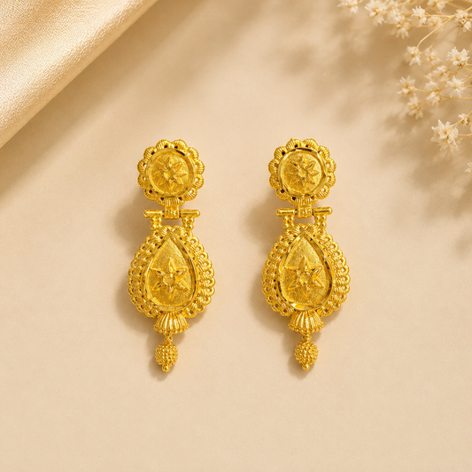 Premium 24KT Gold Plated Heritage Teardrop Earrings