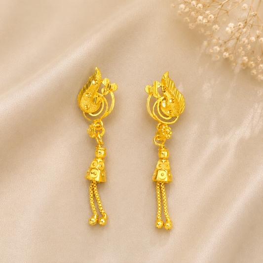 Premium 24KT Gold Plated Peacock Tassel Earrings