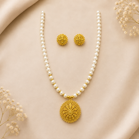 Premium 24KT Gold Plated Pearl Royal Medallion Set