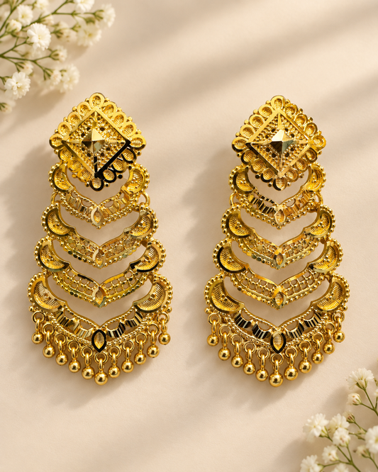 Premium 24KT Gold Plated Rajsi Layered Earrings