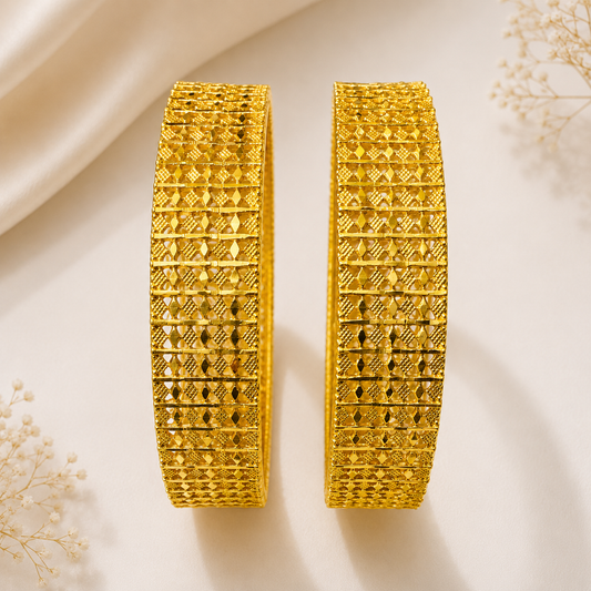 Premium 24KT Gold Plated Regal Lattice Bangles
