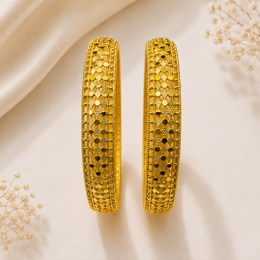 Premium 24KT Gold Plated Sequin Lattice Bangles