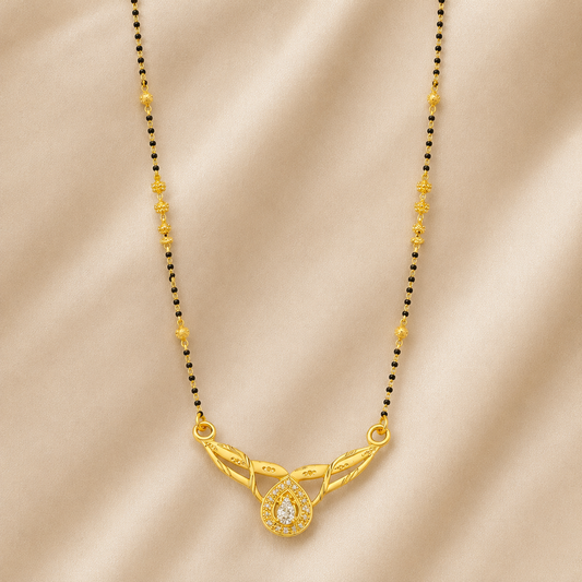 Premium 24KT Gold Plated Teardrop Solitaire Mangalsutra