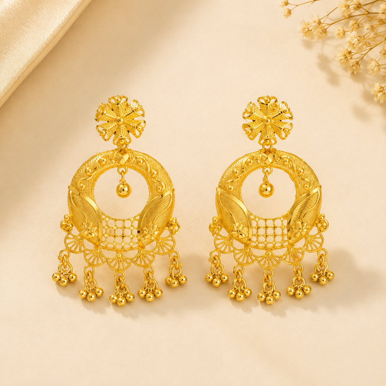 Premium 24KT Gold Plated Traditional Chandbali Earrings