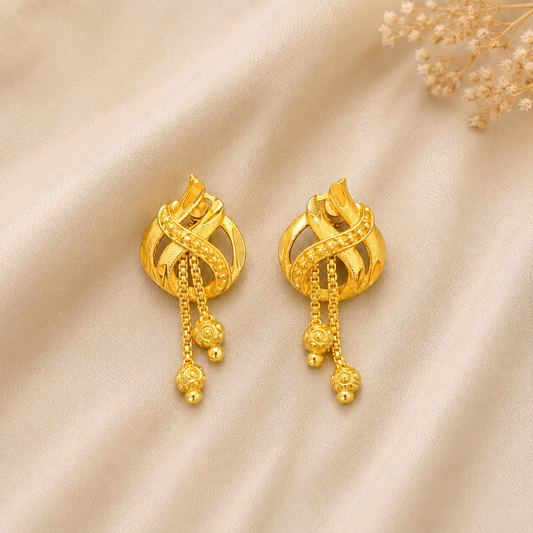 Premium 24KT Gold Plated Twin Tassel Drop Earrings